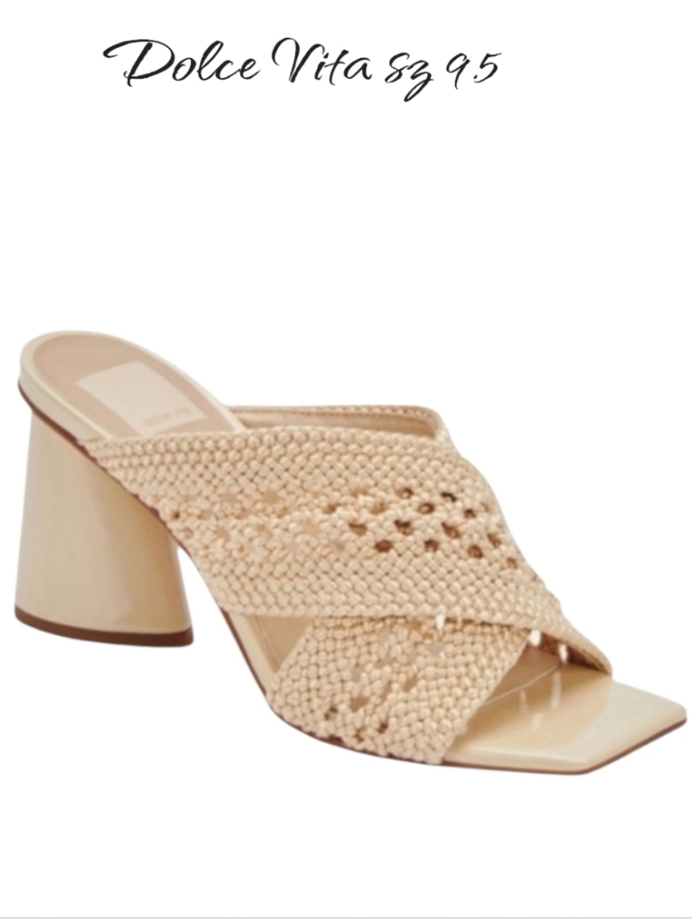 NWT Dolce Vita Patch Macramé Block Heel Sandals - Vanilla Woven, Sz 9.5